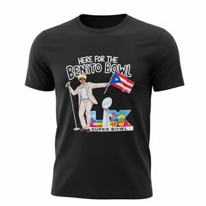 Bad Bunny Here for the Benito Bowl Super Bowl LIX Black Graphic Tee Size M